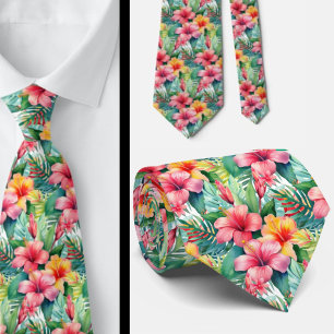 Summer Vacation Neck Tie Tropical Hibiscus