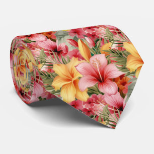 Summer Vacation Neck Tie Tropical Hibiscus