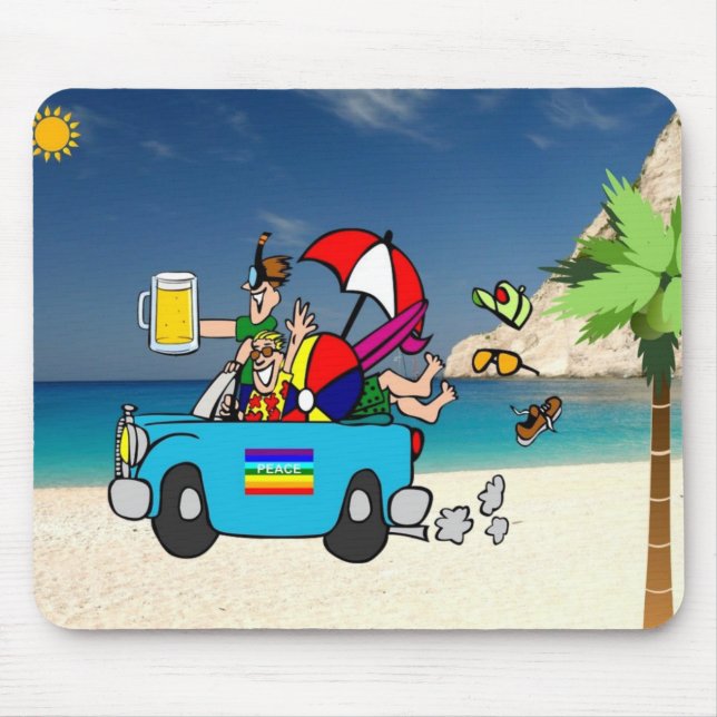 Summer Vacation on Beach Mouse Mat (Front)