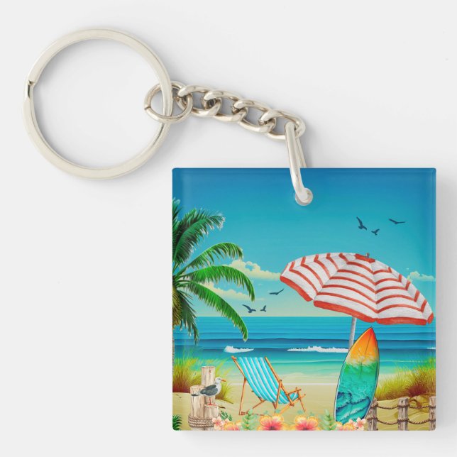 Summer vacation on the beach, Relaxation Key Ring (Front)
