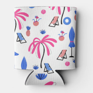 Summer Vacation: Palm Trees Pineapples Pattern Can Cooler