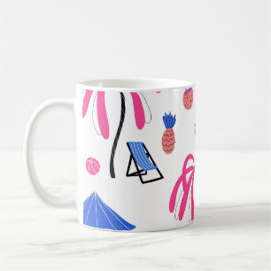Summer Vacation: Palm Trees Pineapples Pattern Coffee Mug