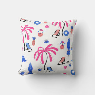 Summer Vacation: Palm Trees Pineapples Pattern Cushion