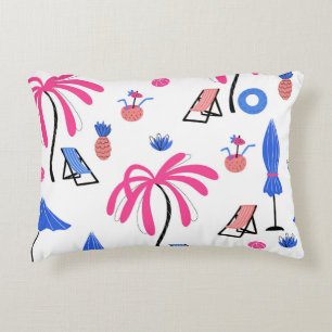 Summer Vacation: Palm Trees Pineapples Pattern Decorative Cushion