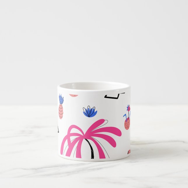 Summer Vacation: Palm Trees Pineapples Pattern Espresso Cup (Front)