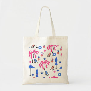 Summer Vacation: Palm Trees Pineapples Pattern Tote Bag