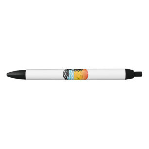 Summer Vacation Palm Trees Retro Sunset Tropical S Black Ink Pen