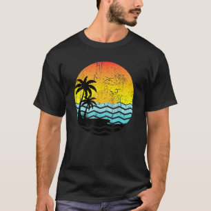 Summer Vacation Palm Trees Retro Sunset Tropical S T-Shirt