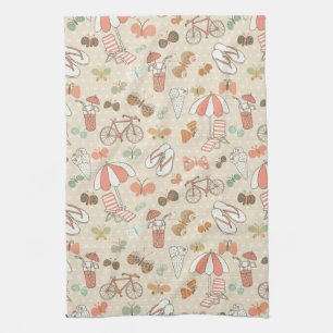 Summer Vacation Pattern Tea Towel
