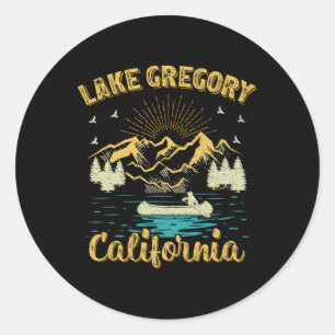 Summer Vacation Retro Mountain California Gregory Classic Round Sticker