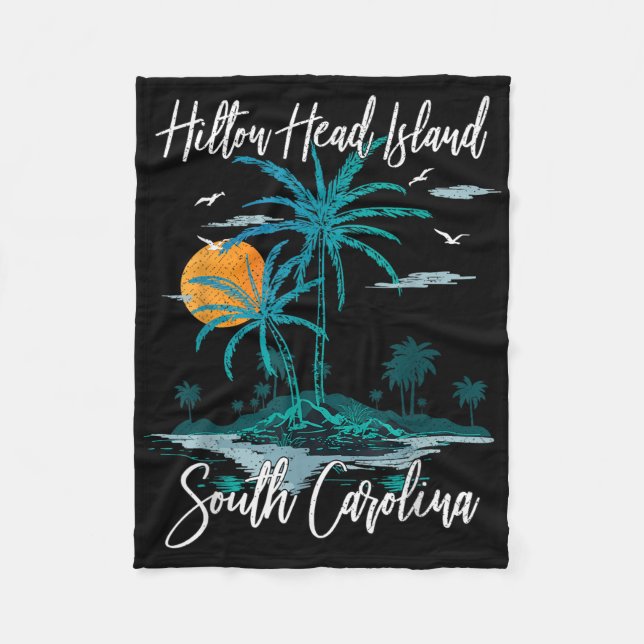 Summer Vacation Retro South Carolina Hilton Head I Fleece Blanket (Front)