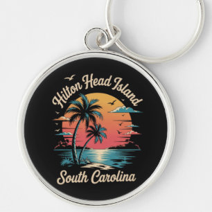 Summer Vacation Retro South Carolina Key Ring