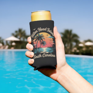Summer Vacation Retro South Carolina Seltzer Can Cooler
