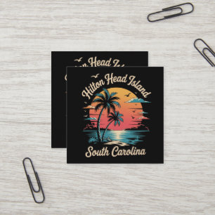 Summer Vacation Retro South Carolina Square Business Card