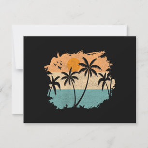Summer Vacation Retro Sunset Beach Palms Tree Pock Save The Date