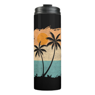 Summer Vacation Retro Sunset Beach Palms Tree Pock Thermal Tumbler