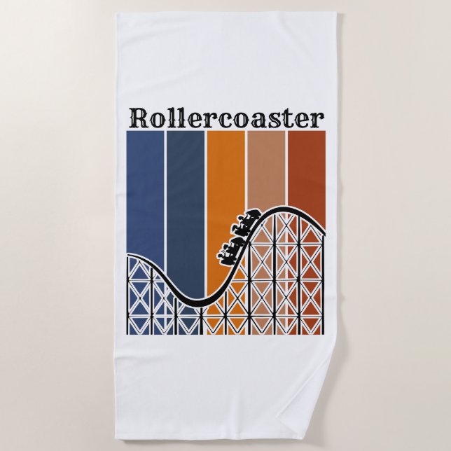 Summer Vacation Riding the Rollercoaster Retro Beach Towel (Front)