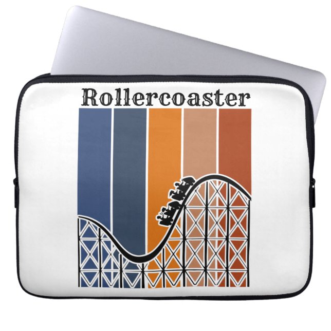 Summer Vacation Riding the Rollercoaster Retro Laptop Sleeve (Front)