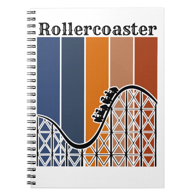 Summer Vacation Riding the Rollercoaster Retro Notebook (Front)