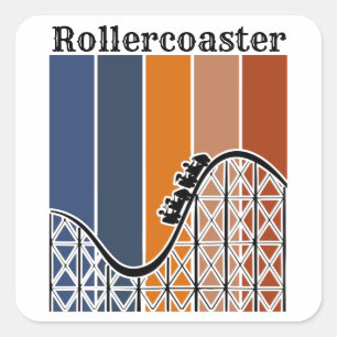 Summer Vacation Riding the Rollercoaster Retro Square Sticker
