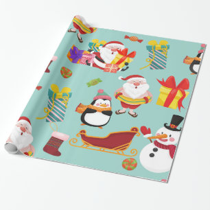 summer vacation santa sleigh christmas wrapping paper
