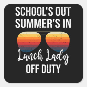 Summer Vacation School Lunch Lunchtime Lady Square Sticker