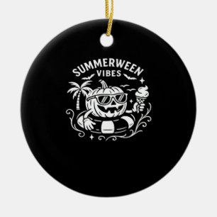 Summer Vacation Summerween Vibes Pumpkin Pool Floa Ceramic Tree Decoration