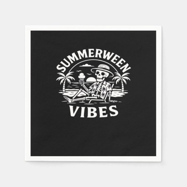 Summer Vacation Summerween Vibes Skeleton Sunset G Napkin (Front)