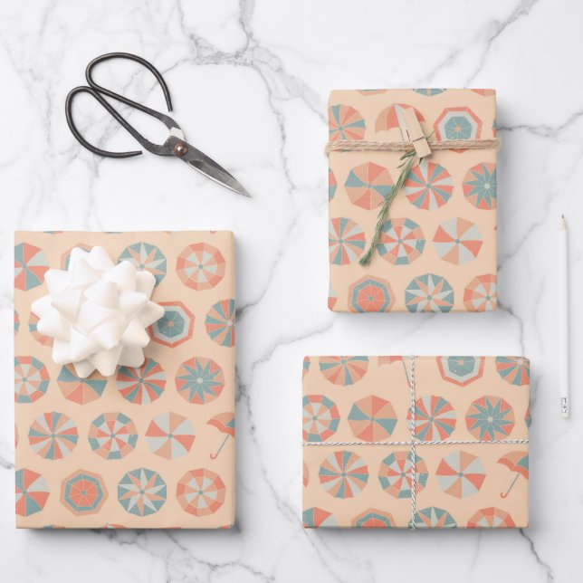 Summer vacation. Umbrella pattern  Wrapping Paper Sheet (Front)