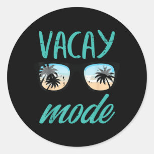 Summer Vacation Vacay Mode Sunglasses Beach Men Classic Round Sticker