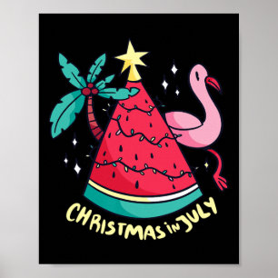 Summer Vacation Watermelon Christmas Tree Christma Poster