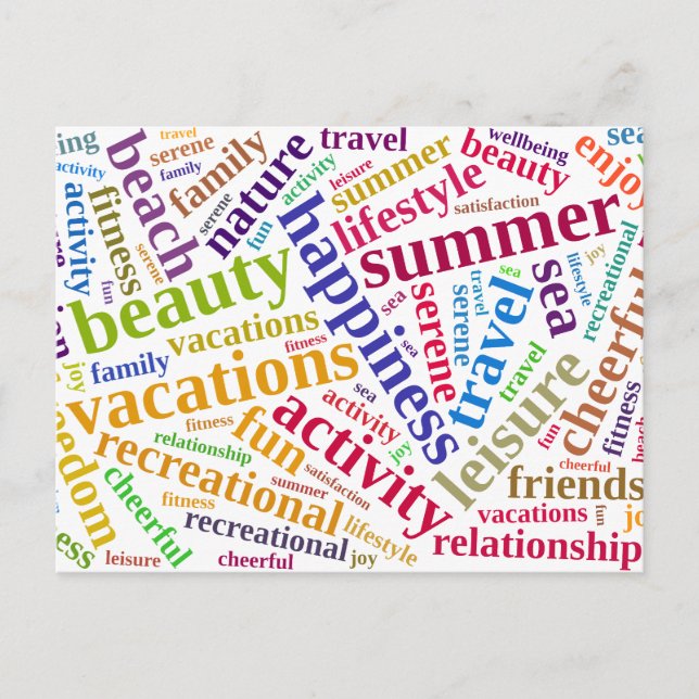 Summer vacations words cloud postcard (Front)