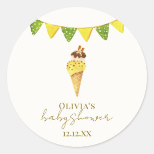 Summer Vanilla The Scoop Ice Cream Baby Shower Classic Round Sticker