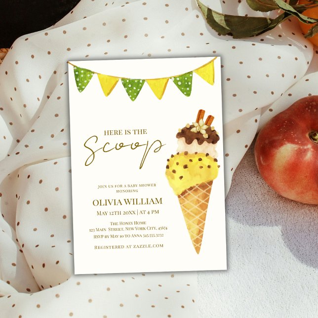 Summer Vanilla The Scoop Ice Cream Baby Shower Invitation (Summer Vanilla The Scoop Ice Cream Baby Shower Invitation)
