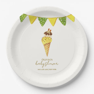 Summer Vanilla The Scoop Ice Cream Baby Shower Paper Plate