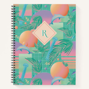 Summer Vaporwave Sunset and Palm Trees Notebook