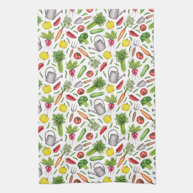 Summer Vegetable Garden Tea Towel (Vertical)
