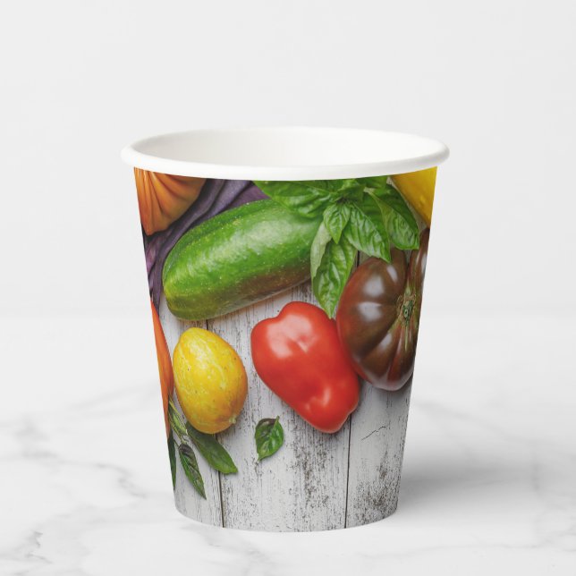 Summer Vegetable Harvest Border Paper Cups (Front)