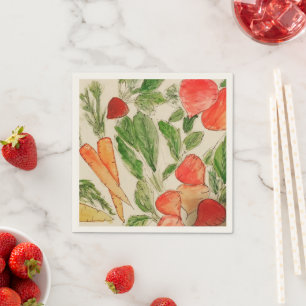 Summer Vegetable watercolor garden carrots beets Napkin
