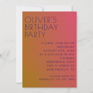 Summer vibe birthday parallel warm colour lines invitation