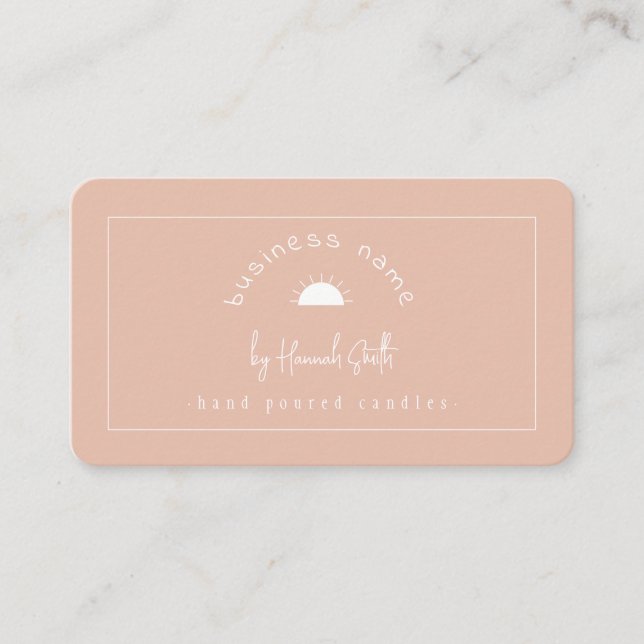 Summer Vibe Blush Pink and White Business Card (Front)