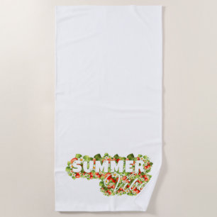 Summer Vibe Floral Design – Strawberry & Blossom Beach Towel