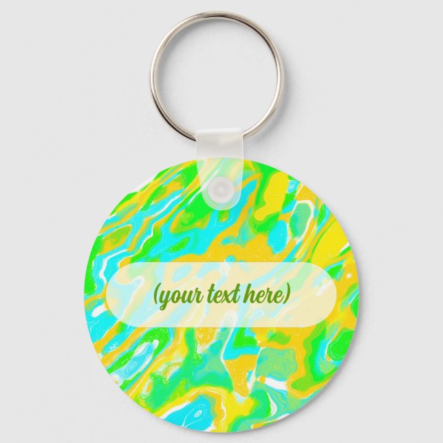 Summer Vibe Marble Texture Liquid Paint Mixture Key Ring (Front)