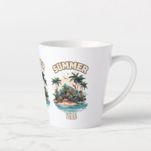 Summer Vibe Tropical Island Illustration Latte Mug