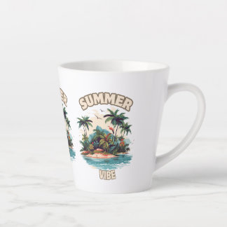 Summer Vibe Tropical Island Illustration Latte Mug