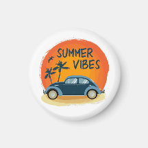 summer vibe with retro car on the beach 