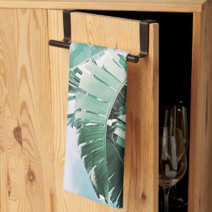 Summer Vibes Banana Leaves Pale Green Tea Towel