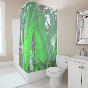 Summer Vibes Banana Tree Leaves Pale Green Pastel Shower Curtain