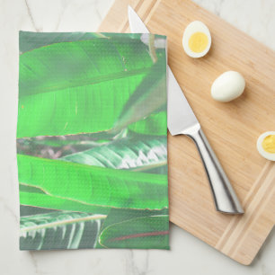 Summer Vibes Banana Tree Leaves Pale Green Pastel Tea Towel