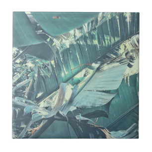 Summer Vibes Banana Tree Leaves Pale Green Tile